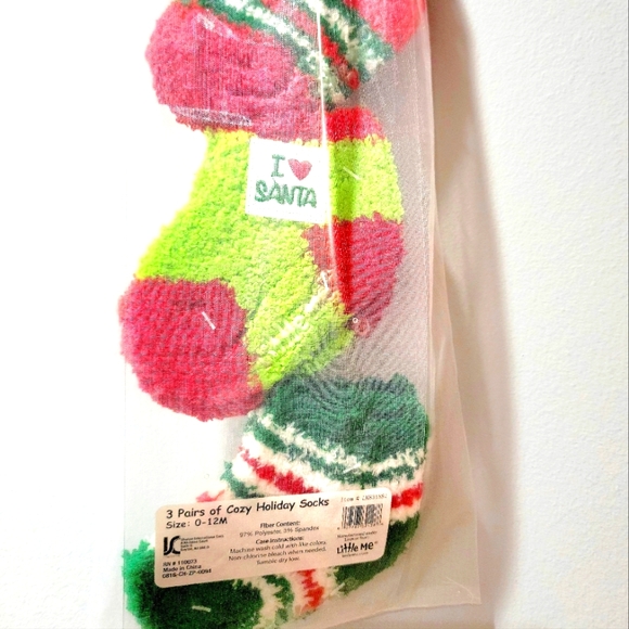 NEW Little Me Cozy Holiday Socks 3 Pairs Size 0 - 12 M - Picture 3 of 5